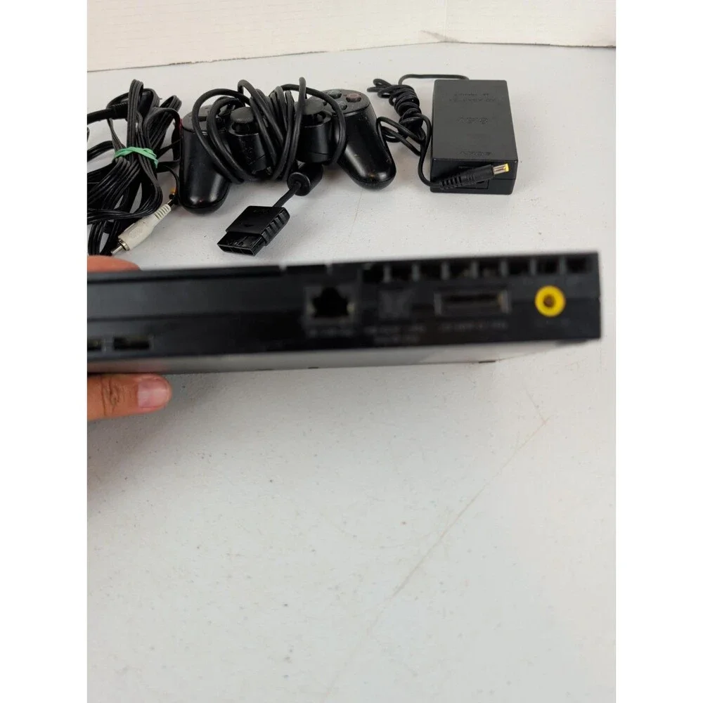 Sony PlayStation 2 Slim PS2 Black Console Bundle OEM- control/cables/console